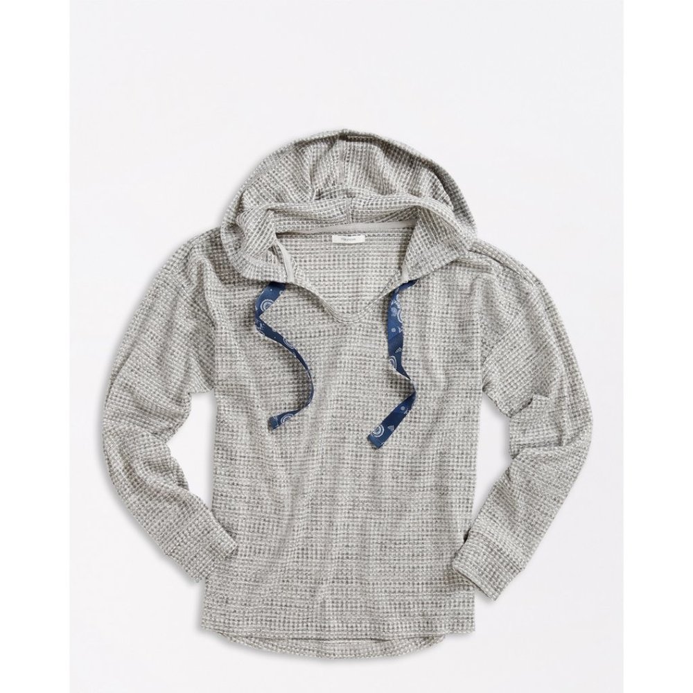 Maurices Solid Gray Waffle Knit Hoodie